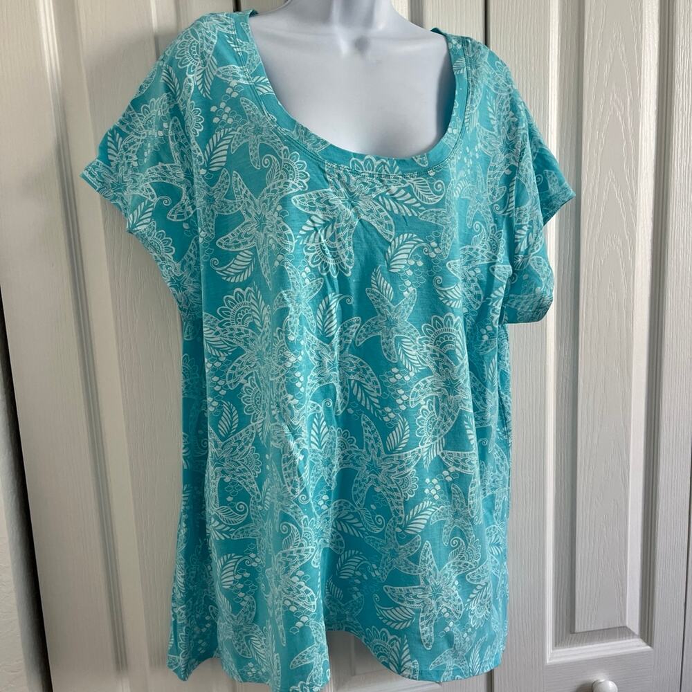 Palm Grove Woman Mint Green Seashell Top Size 3X NWO Tags - Picture 5 of 12